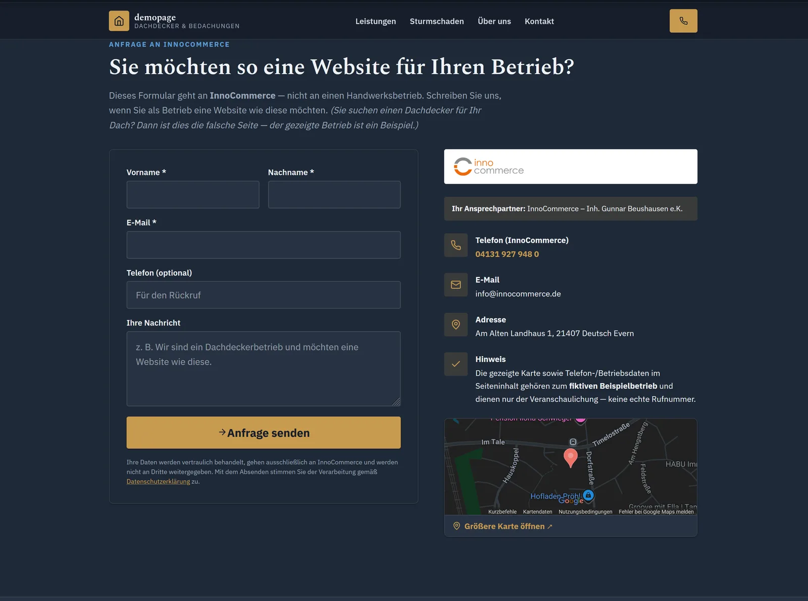 Premium · Kontaktbereich im hochwertigen Design