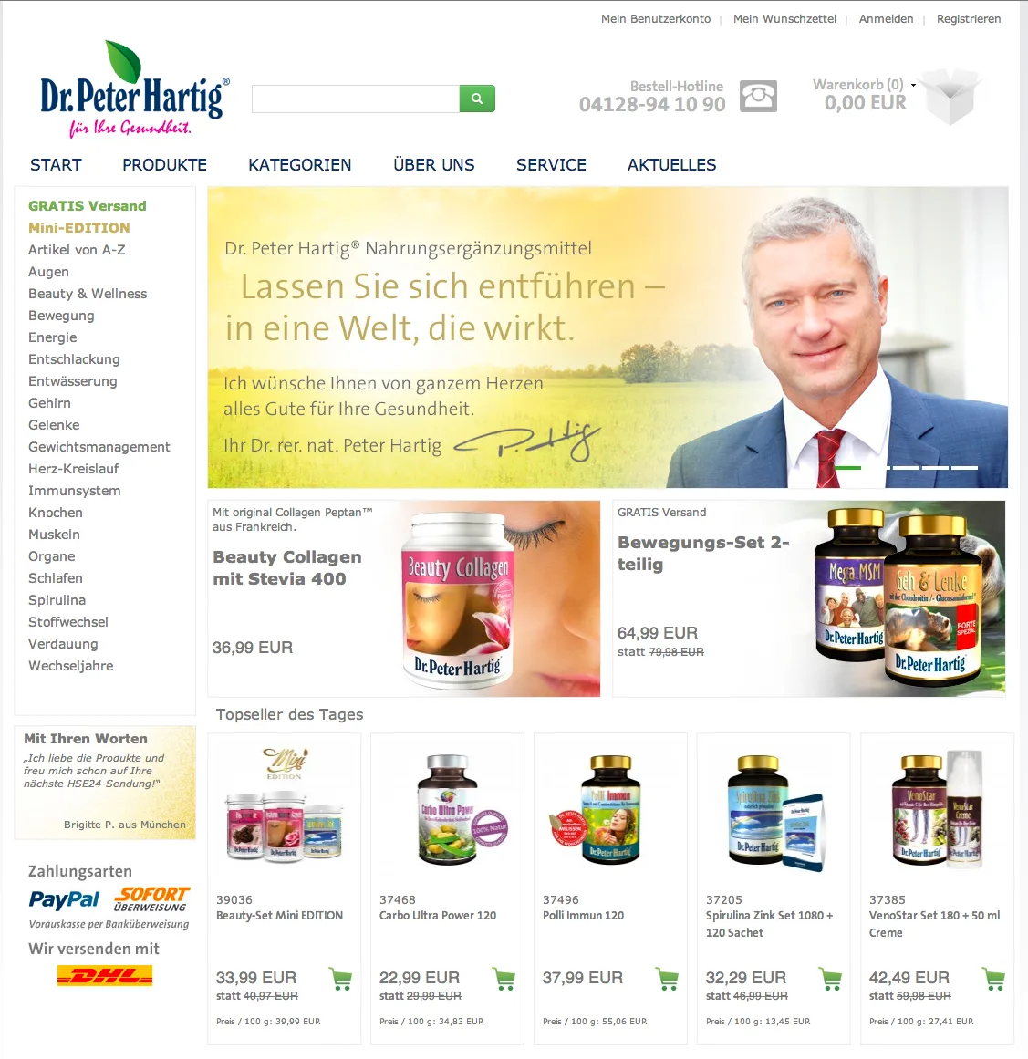 Digitale Transformation für Dr. Peter Hartig Nahrungsergänzung
