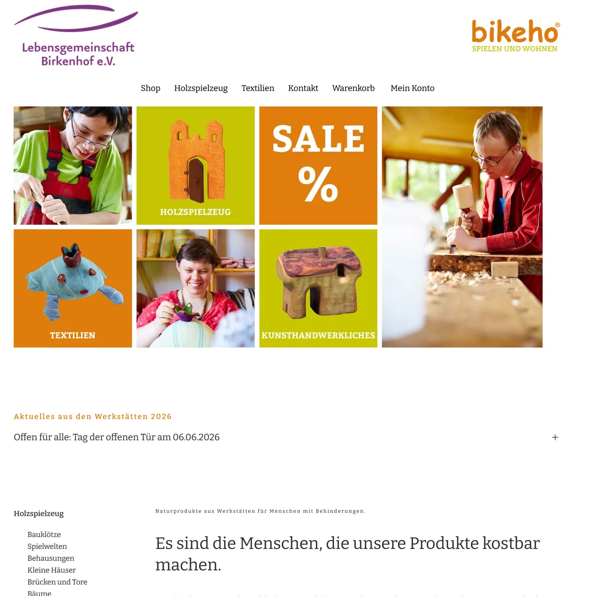 bikeho — Onlineshop der Birkenhof-Werkstätten