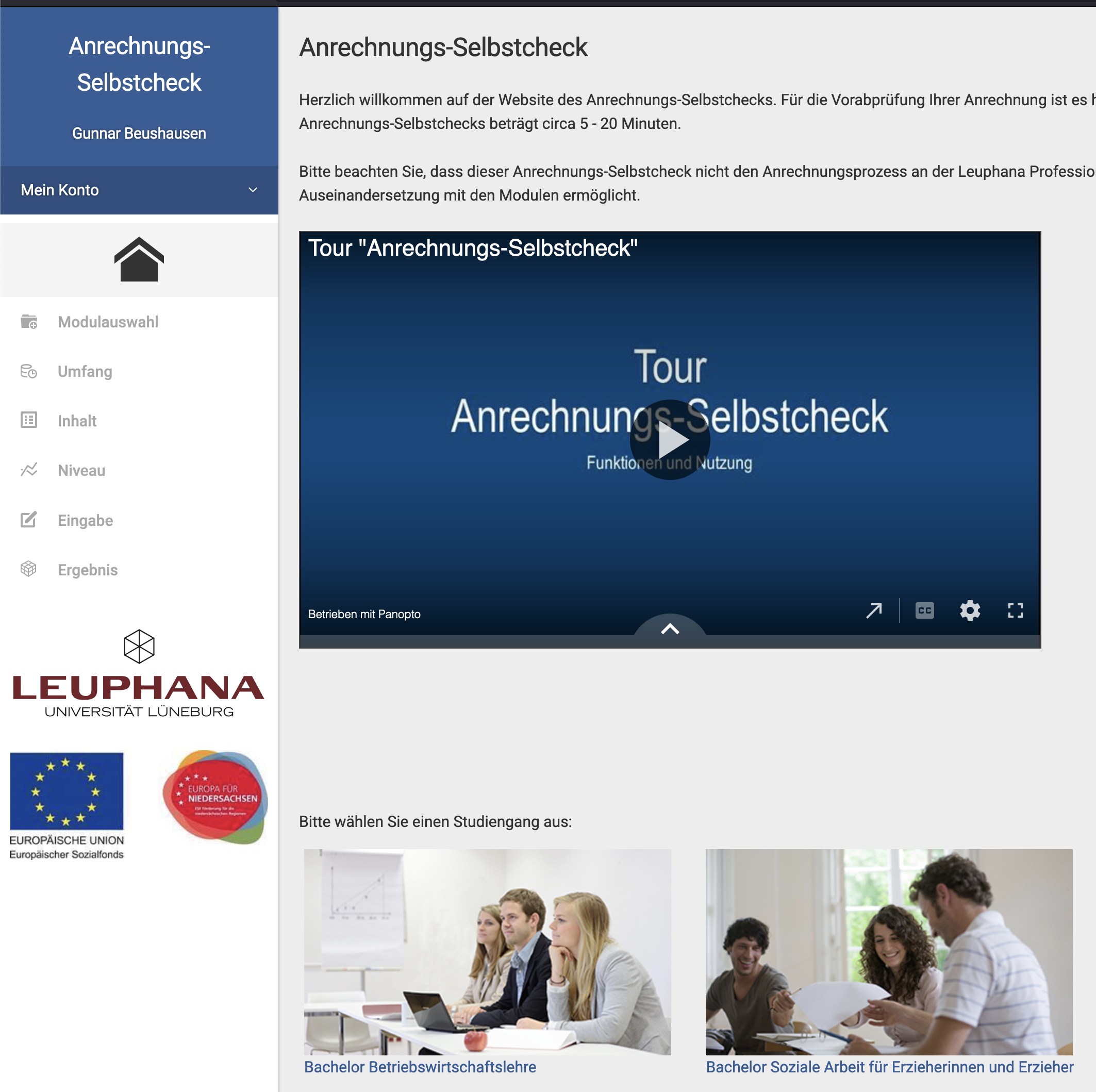 Leuphana Universität Lüneburg Screenshot